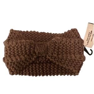 Brown Chunky Knit Bow Headband Ear Warmer Winter Boho NWT